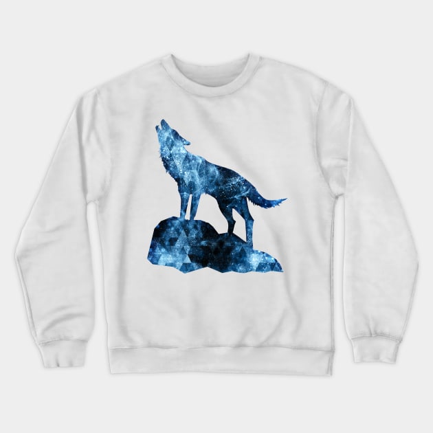 Howling Wolf blue sparkly smoke silhouette Crewneck Sweatshirt by PLdesign